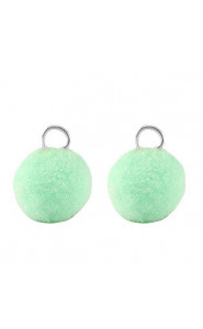 Pompom charm with loop 10mm - Silver-mint green